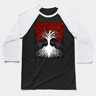 Yggdrasil with Red Leaves Baseball T-Shirt